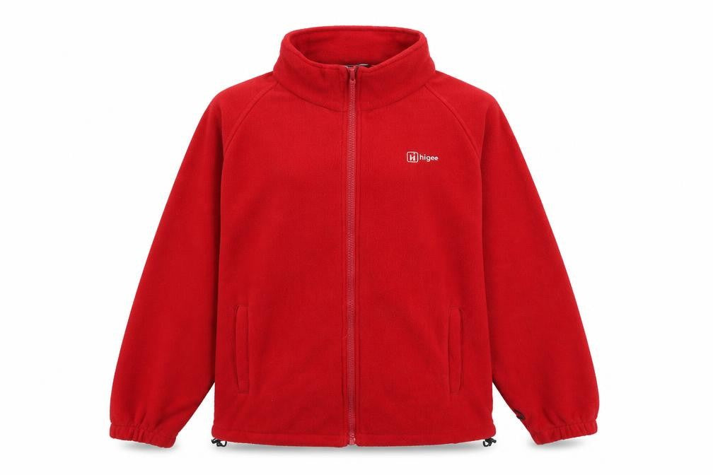 Front view of Hi Gear women’s red polyester full zip sweatshirt, size S, zip
