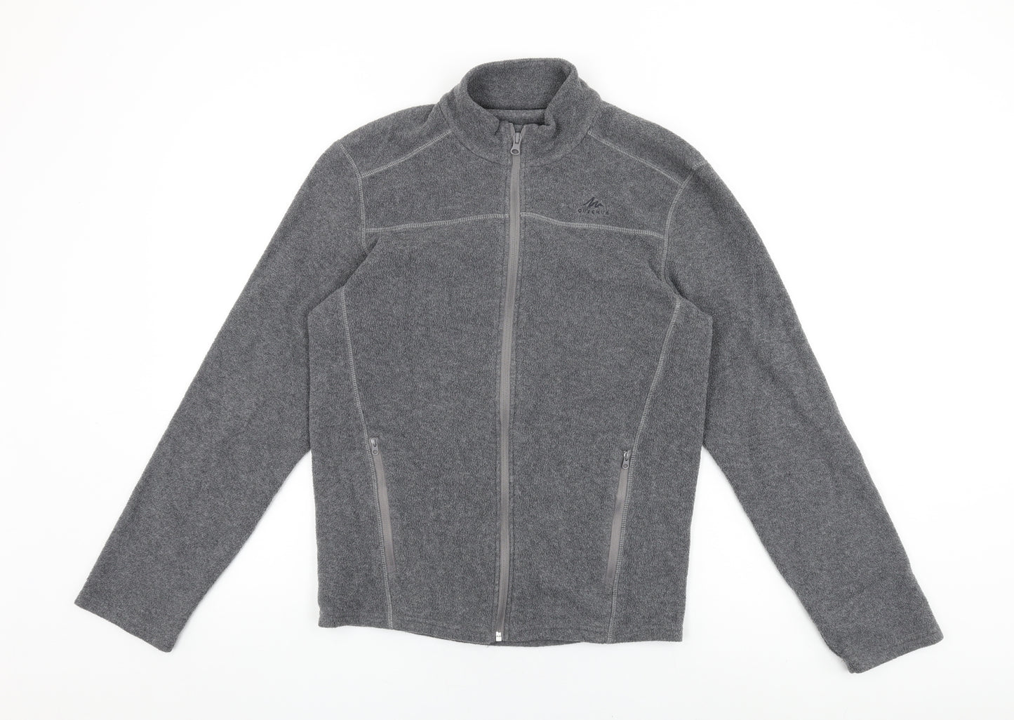 DECATHLON Womens Grey Polyester Full Zip Sweatshirt Size M Zip