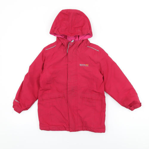 Regatta Girls Pink Rain Coat Coat Size 5-6 Years Zip