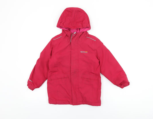 Regatta Girls Pink Rain Coat Coat Size 5-6 Years Zip