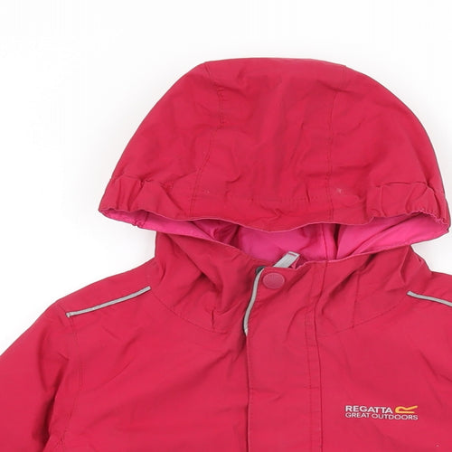 Regatta Girls Pink Rain Coat Coat Size 5-6 Years Zip