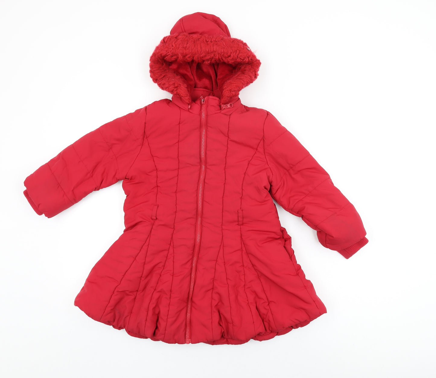 Monsoon Girls Red Puffer Jacket Coat Size 5-6 Years Zip