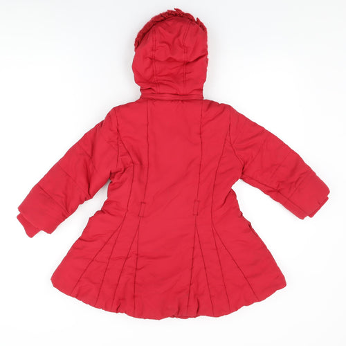 Monsoon Girls Red Puffer Jacket Coat Size 5-6 Years Zip