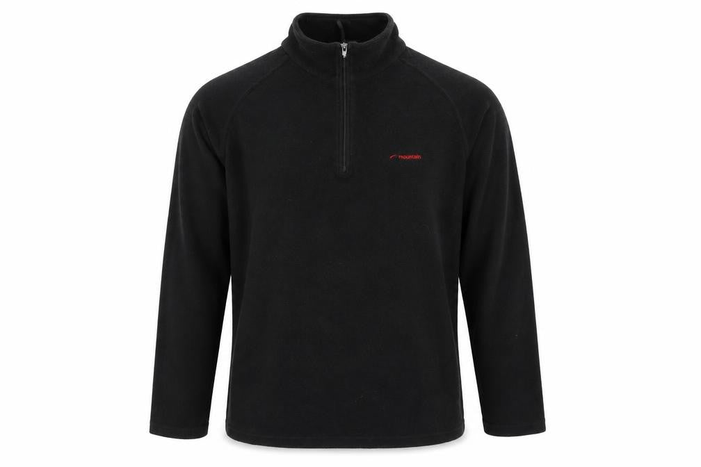 Front view of Mountain Life men’s black polyester pullover sweatshirt, size L