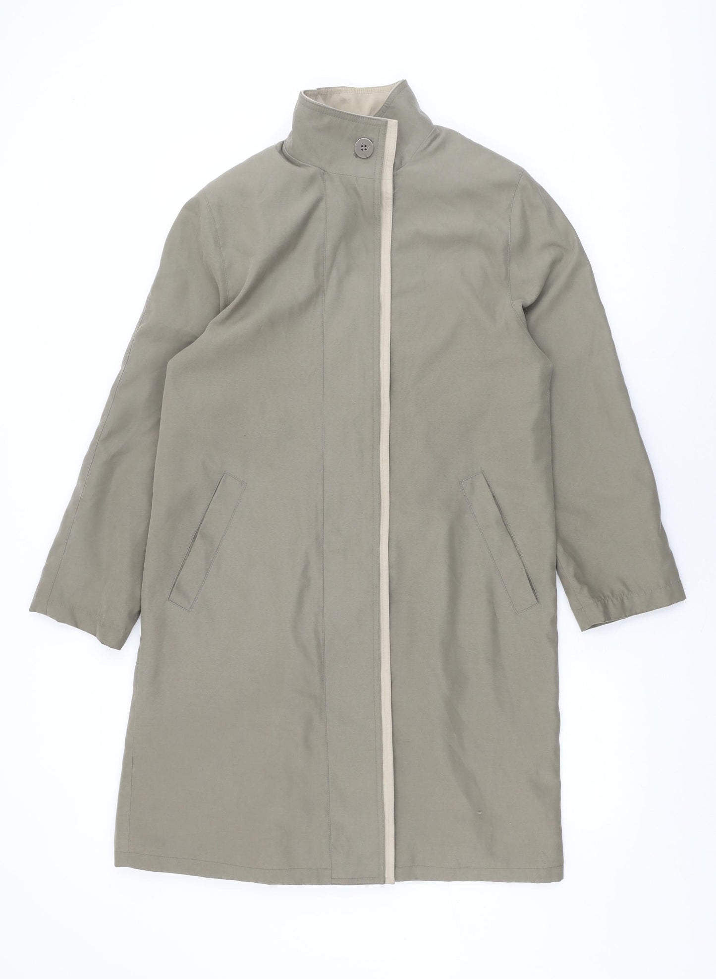 NuAge Womens Beige Overcoat Coat Size 8 Button