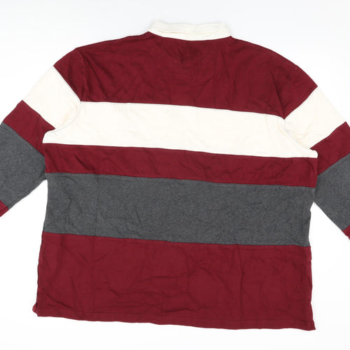 Guinness Mens Red Striped Cotton Polo Size 4XL Collared Button