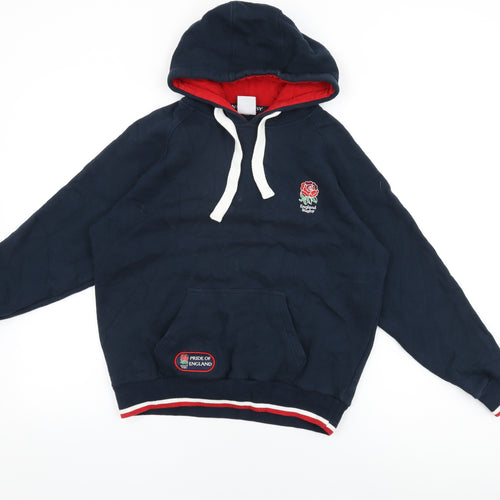 England Rugby Womens Blue Cotton Pullover Hoodie Size S Pullover
