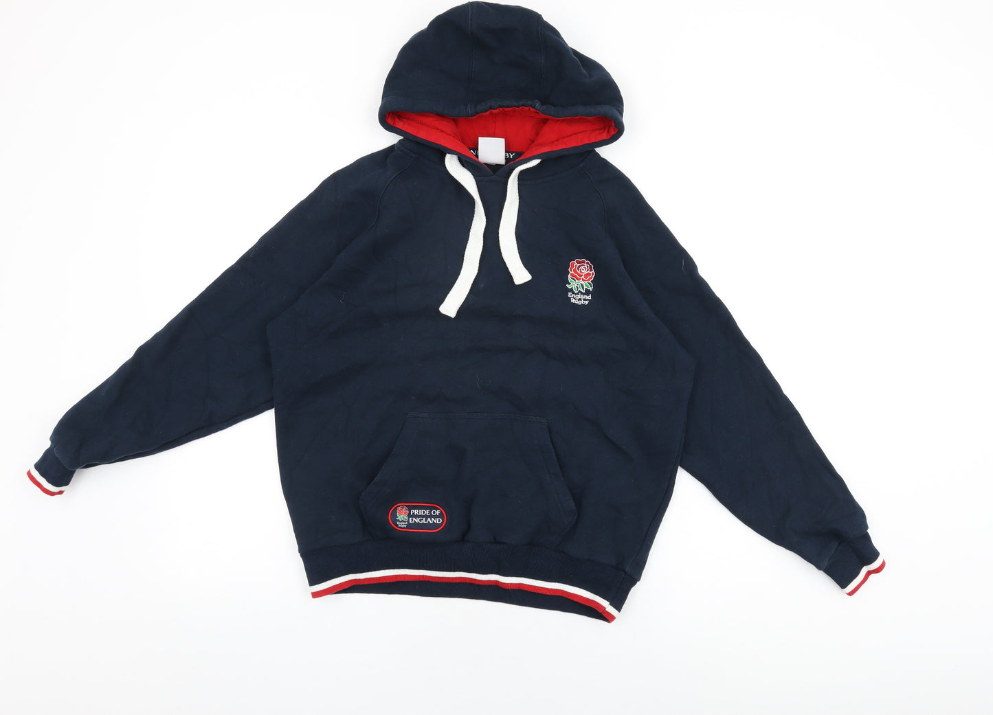 England Rugby Womens Blue Cotton Pullover Hoodie Size S Pullover