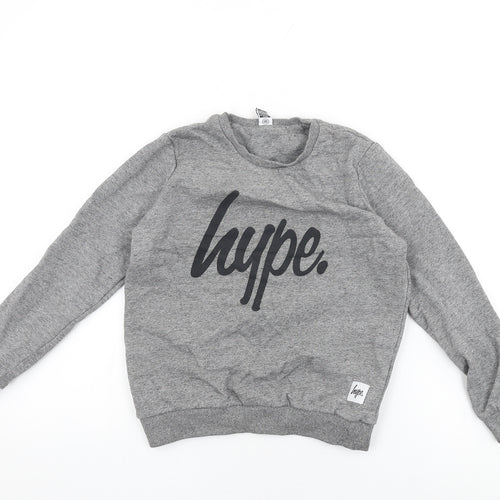 Hype Boys Grey Cotton Pullover Sweatshirt Size 11-12 Years Pullover