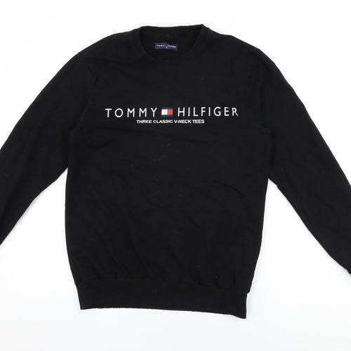 Tommy Hilfiger Mens Black Cotton Pullover Sweatshirt Size M - Tommy Hilfiger Logo