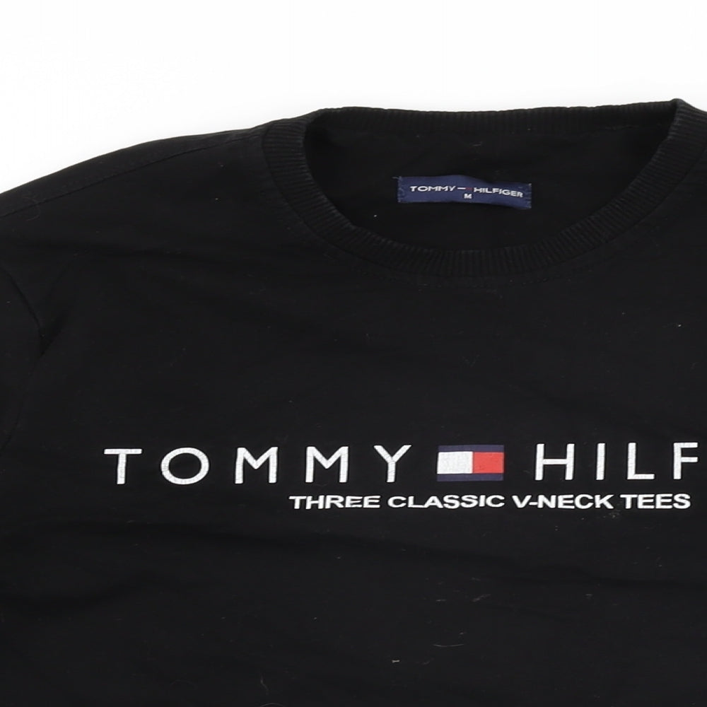 Tommy Hilfiger Mens Black Cotton Pullover Sweatshirt Size M - Tommy Hilfiger Logo