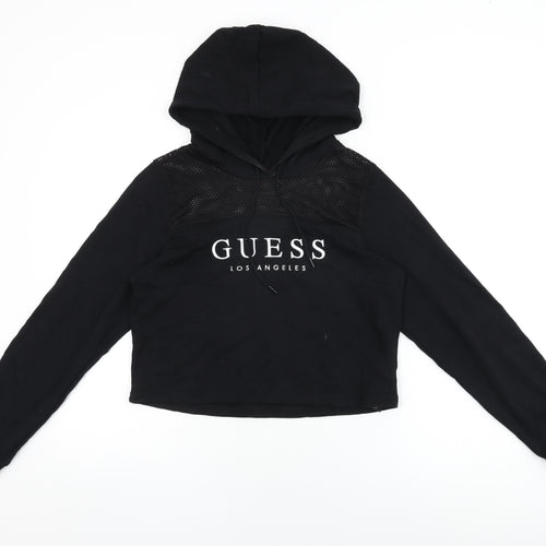 GUESS Womens Black Cotton Pullover Hoodie Size M Pullover - Guess Logo