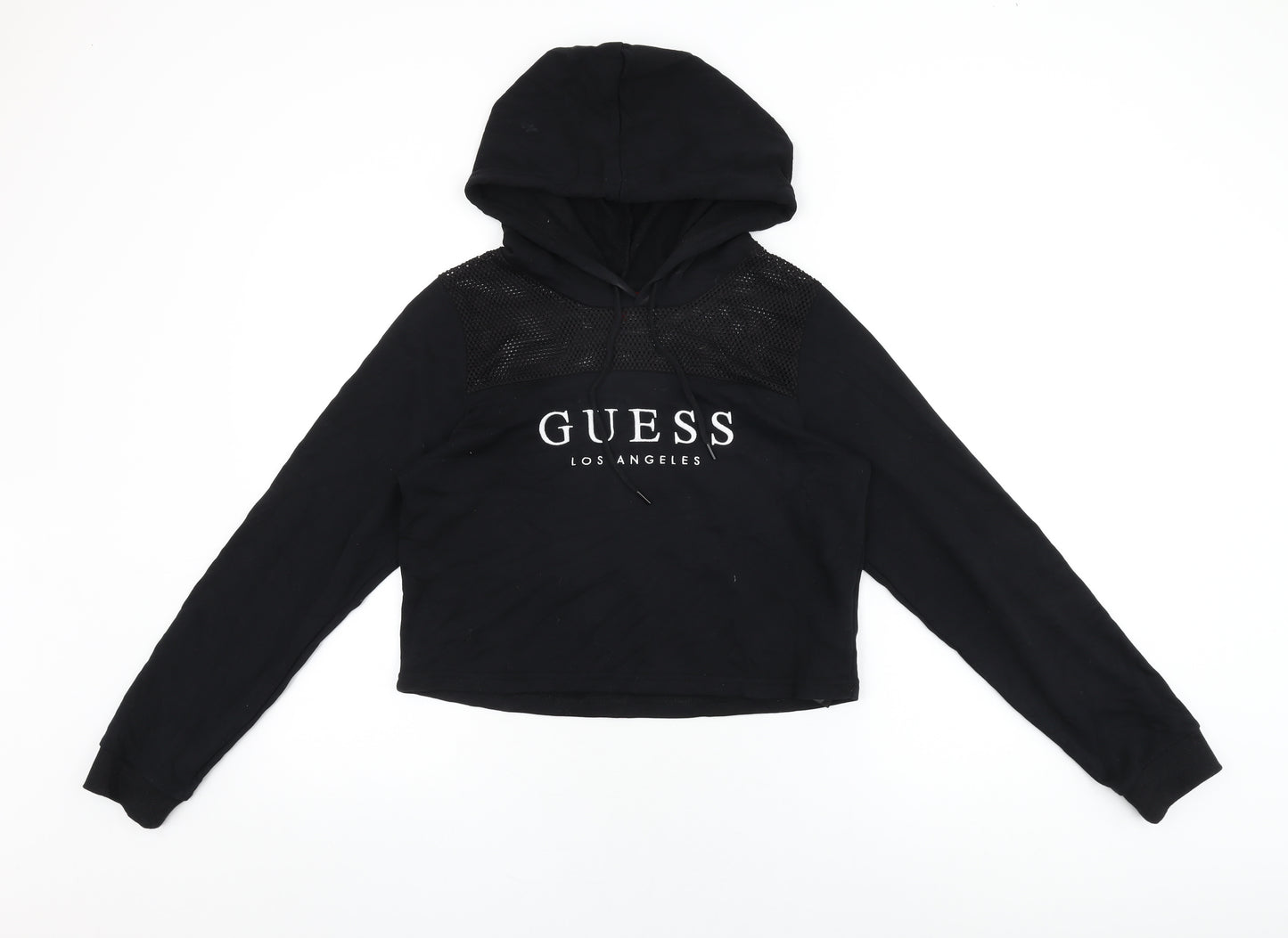 GUESS Womens Black Cotton Pullover Hoodie Size M Pullover - Guess Logo