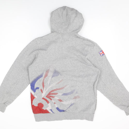 TEAM GB Mens Grey Geometric Cotton Pullover Hoodie Size M