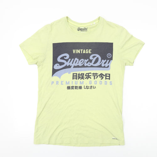 Superdry Mens Green Cotton T-Shirt Size S Round Neck - Vintage Superdry Logo