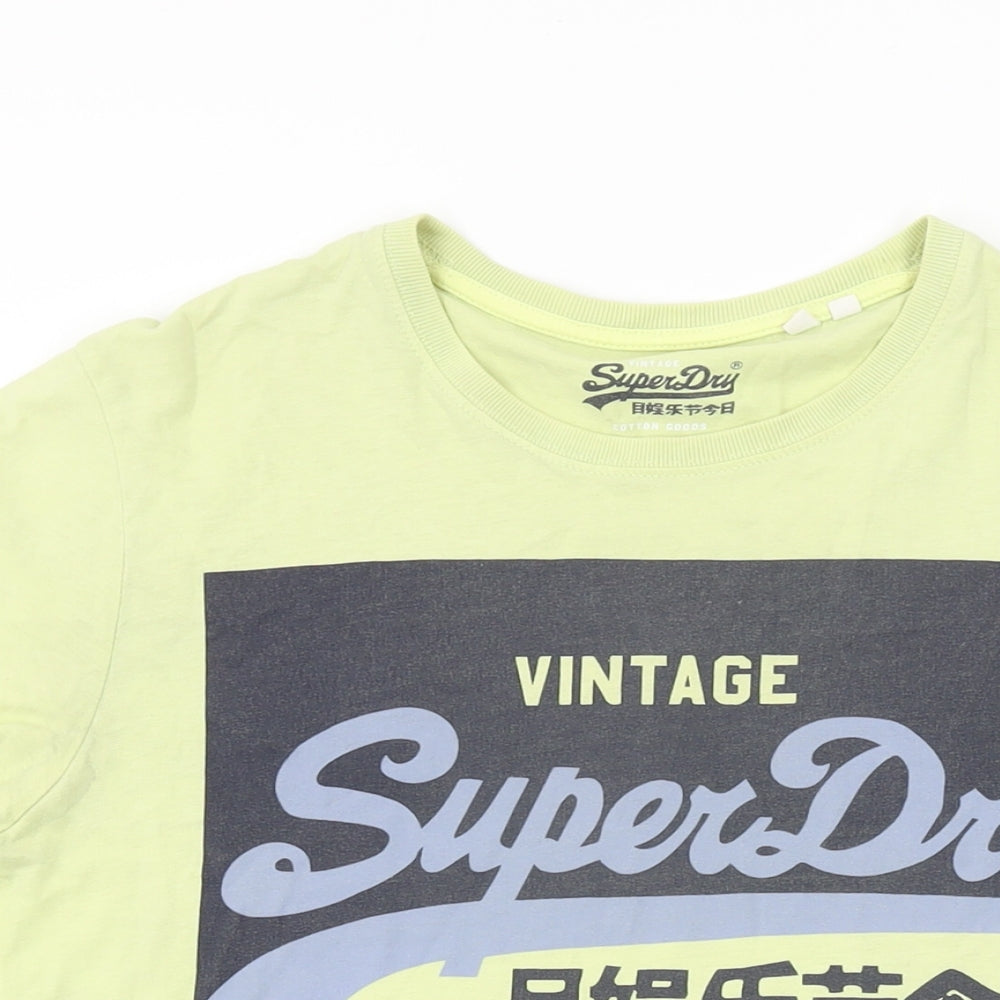 Superdry Mens Green Cotton T-Shirt Size S Round Neck - Vintage Superdry Logo