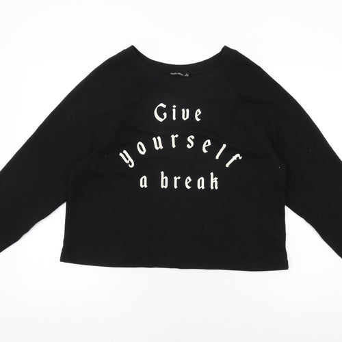Bershka Womens Black Cotton Pullover Sweatshirt Size M Pullover - Give Yourself A Break