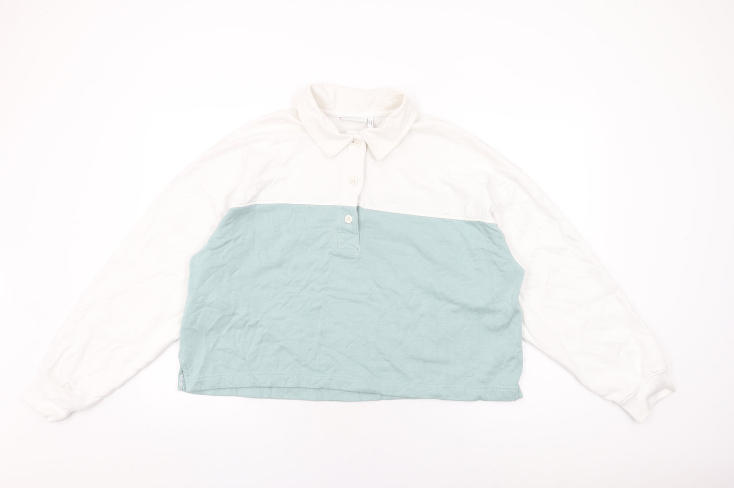 Weekday Womens White Cotton Basic T-Shirt Size S Collared