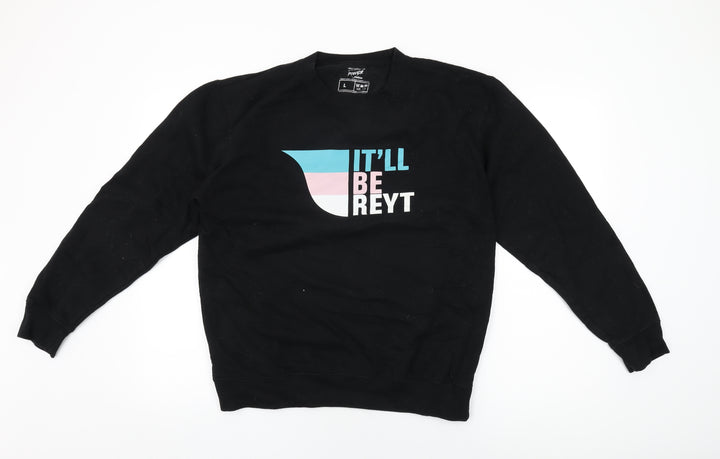 Northern Power Garms Womens Black Cotton Pullover Sweatshirt Size L Pullover - It'll Be Reyt