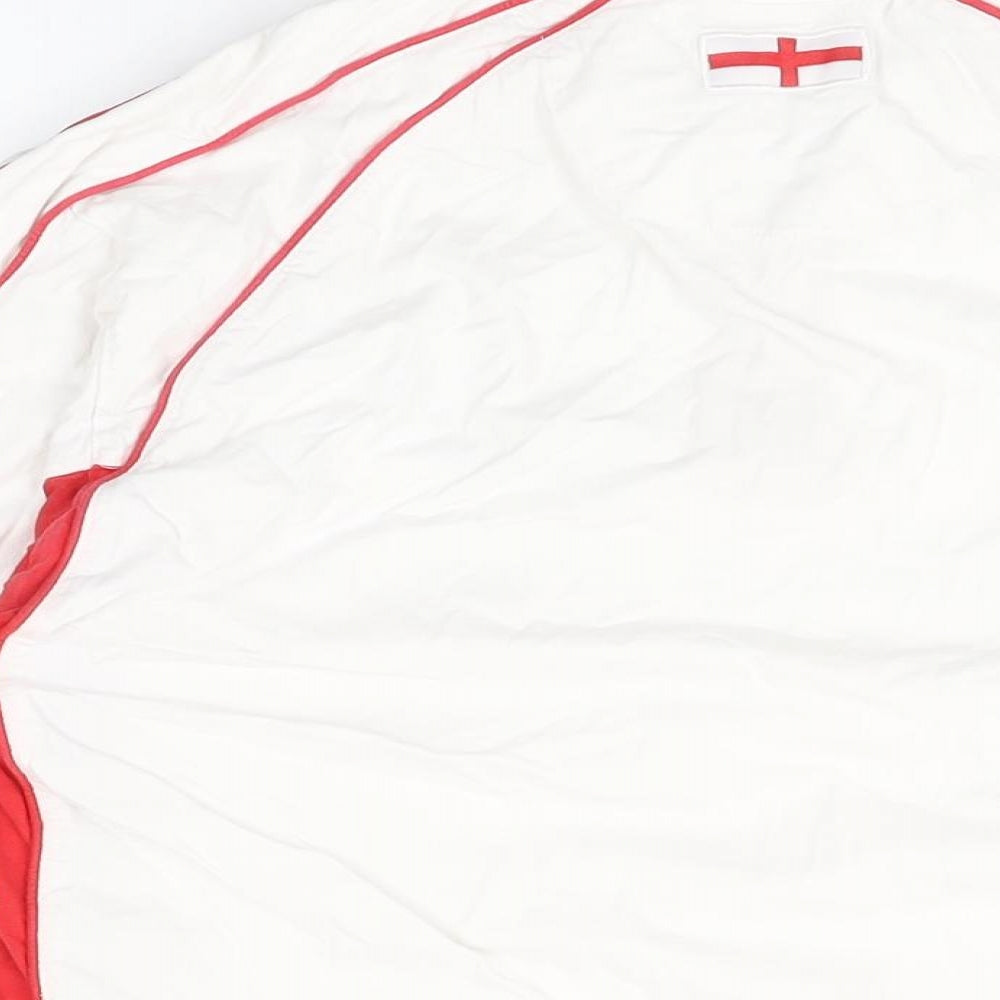 England Mens White Cotton T-Shirt Size M Collared - England Print