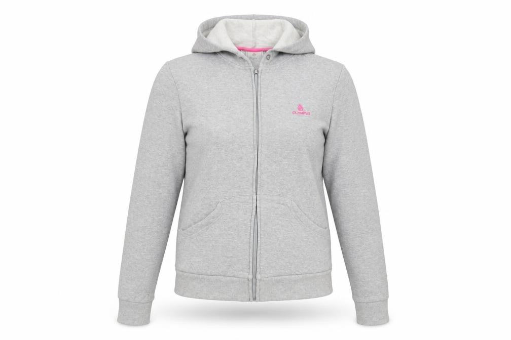 Olympus Womens Grey Cotton Full Zip Hoodie Size 12 Zip