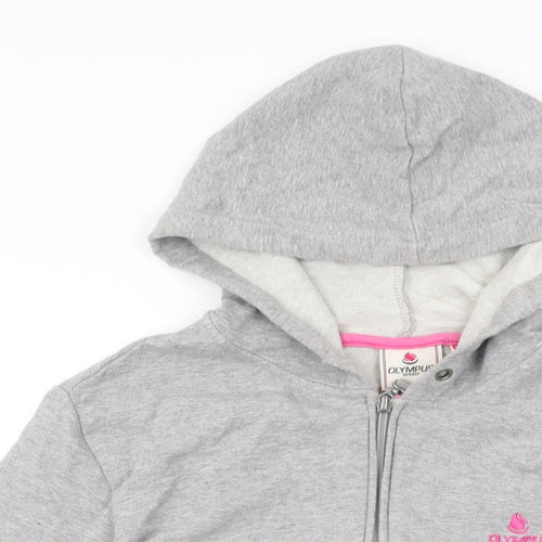 Olympus Womens Grey Cotton Full Zip Hoodie Size 12 Zip