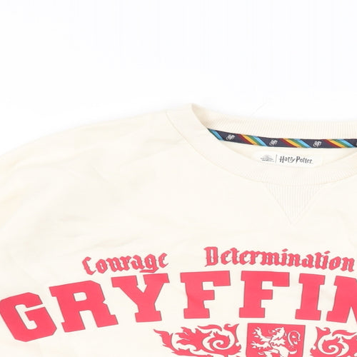 Harry Potter Girls Ivory Cotton Pullover Sweatshirt Size 13-14 Years Pullover - Gryffindor