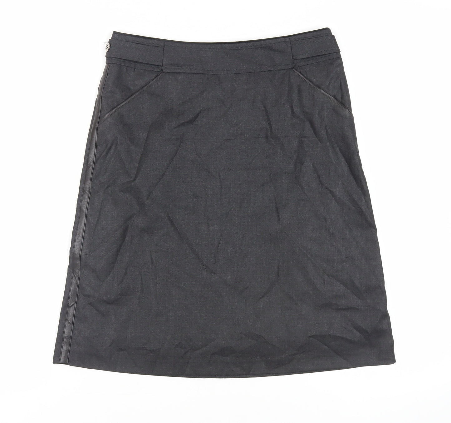 NetWork Womens Grey Wool A-Line Skirt Size 30 in Zip - Pockets