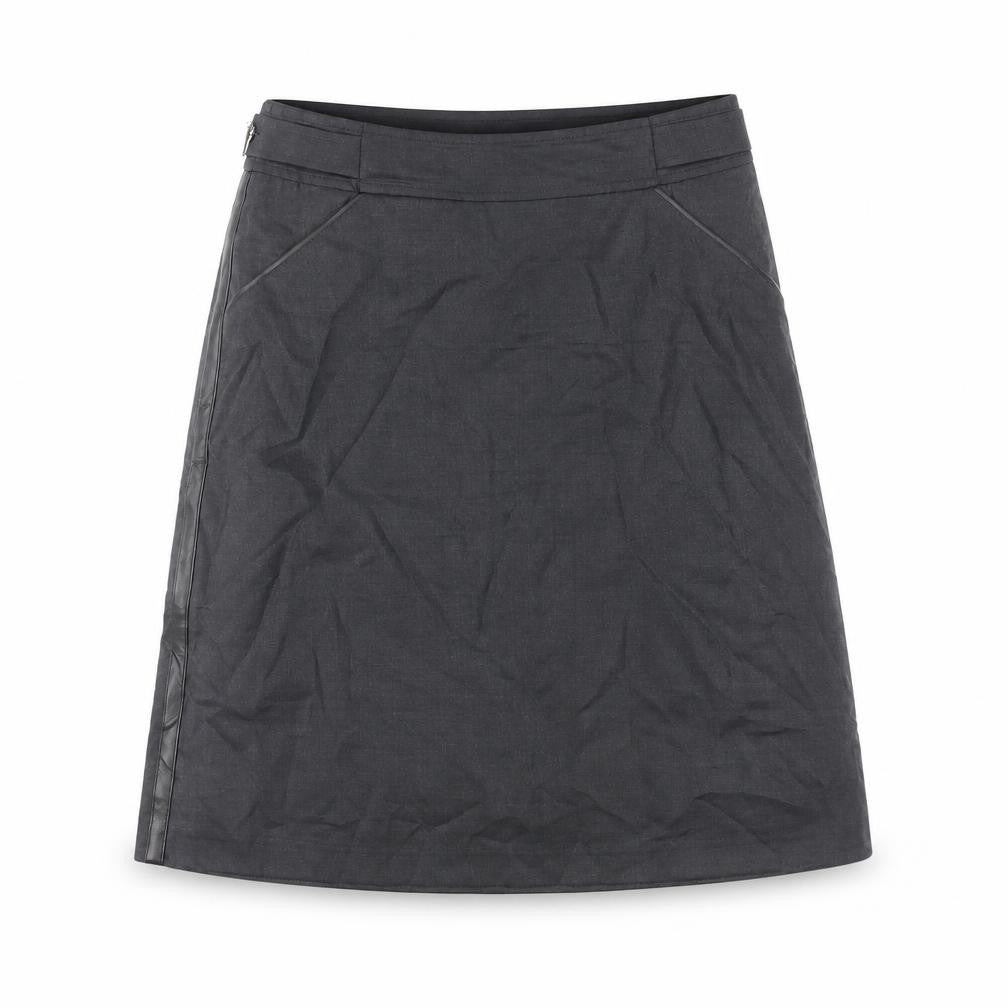 Front view of NetWork women’s grey wool a-line skirt, size UK 30, in zip - pockets