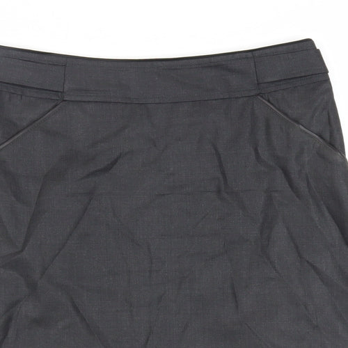 NetWork Womens Grey Wool A-Line Skirt Size 30 in Zip - Pockets