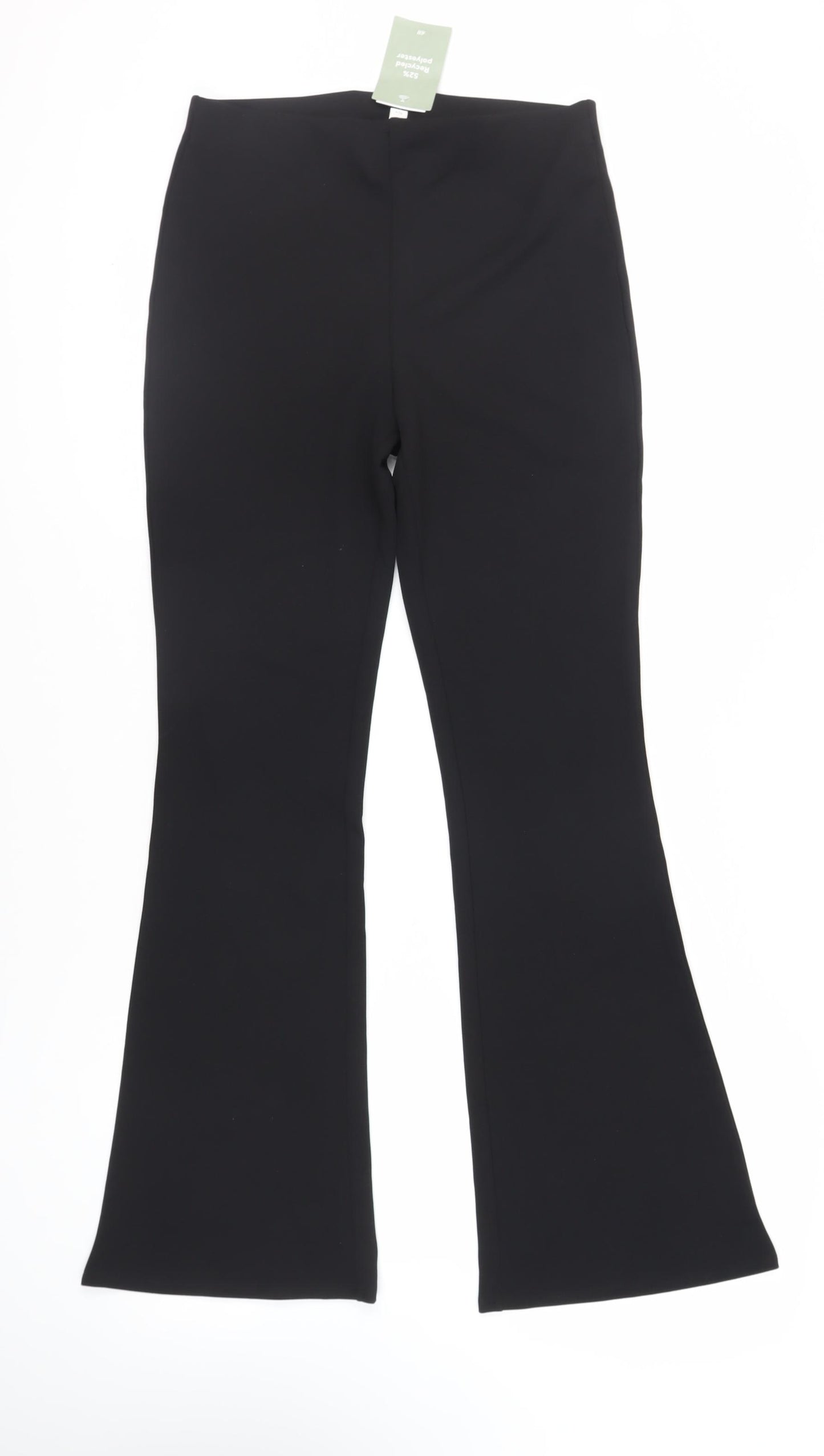 H&M Womens Black Polyester Trousers Size M L32 in Regular - Elasticated Waist