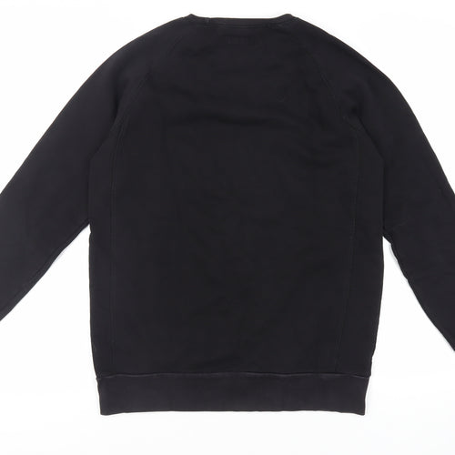 Smiley Mens Black Cotton Pullover Sweatshirt Size L