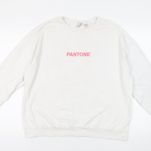 Pantone Womens White Cotton Pullover Sweatshirt Size 18 Pullover - Logo
