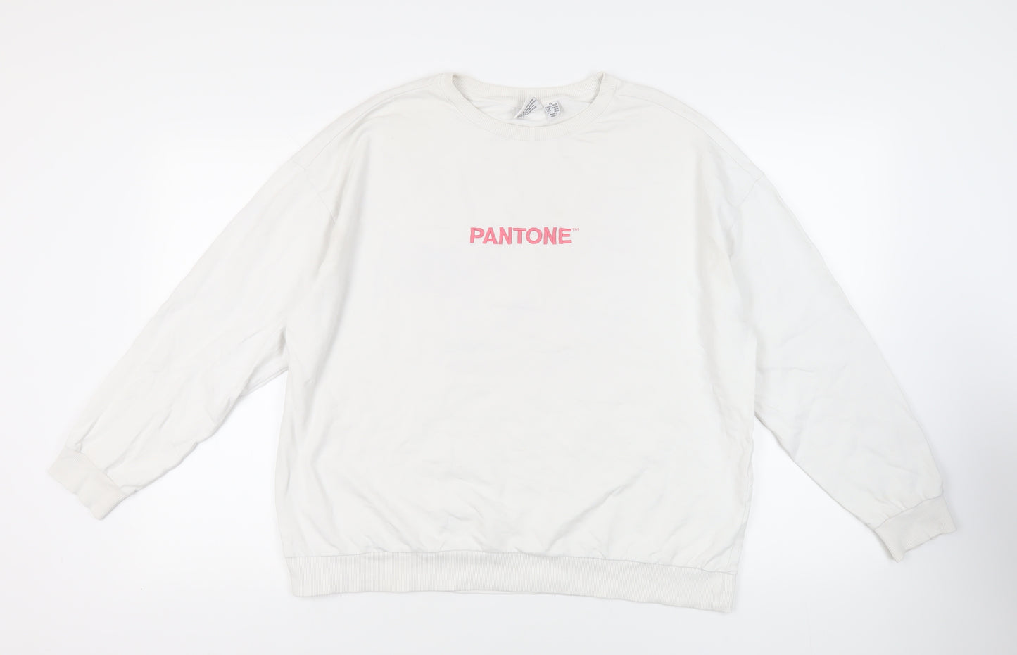 Pantone Womens White Cotton Pullover Sweatshirt Size 18 Pullover - Logo