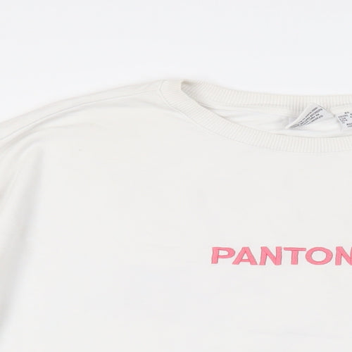 Pantone Womens White Cotton Pullover Sweatshirt Size 18 Pullover - Logo