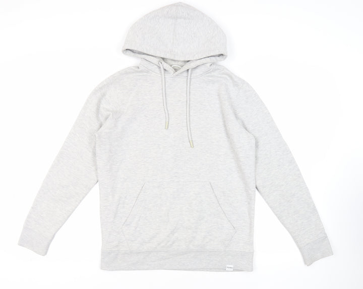 Pull&Bear Mens Grey Cotton Pullover Hoodie Size S