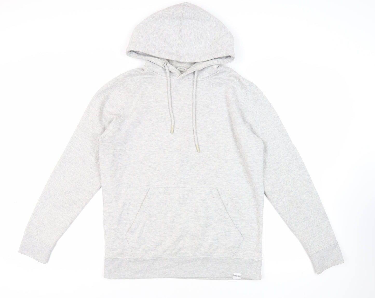 Pull&Bear Mens Grey Cotton Pullover Hoodie Size S