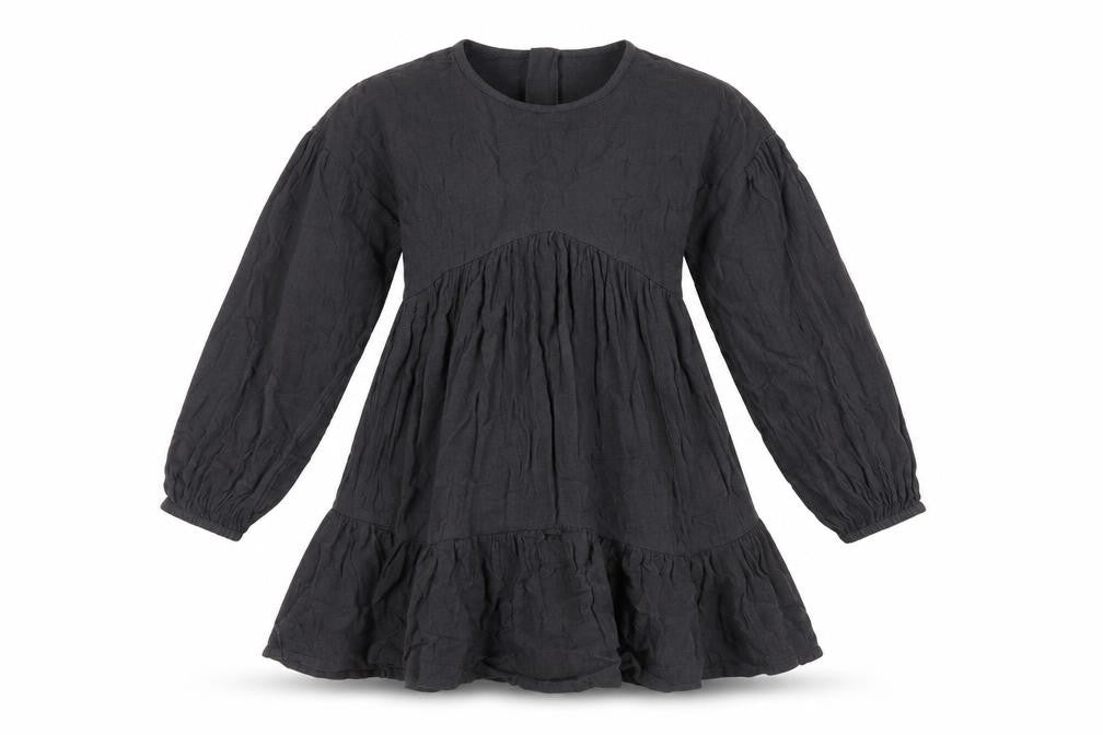 Marks and Spencer Girls Grey Cotton Fit & Flare Size 8-9 Years Round Neck Zip - Ruffle