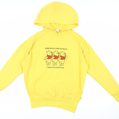 Disney Womens Yellow Polyester Pullover Hoodie Size XS Pullover - Winnie The Pooh