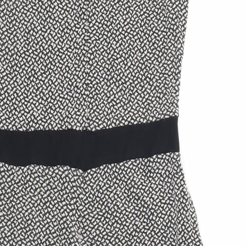 Great Plains London Womens Black Geometric Viscose Pencil Dress Size S Boat Neck Zip