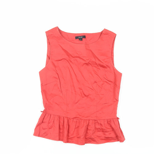 Therapy Womens Red Cotton Basic Tank Size 8 Boat Neck - Ruffle