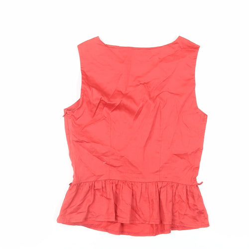 Therapy Womens Red Cotton Basic Tank Size 8 Boat Neck - Ruffle