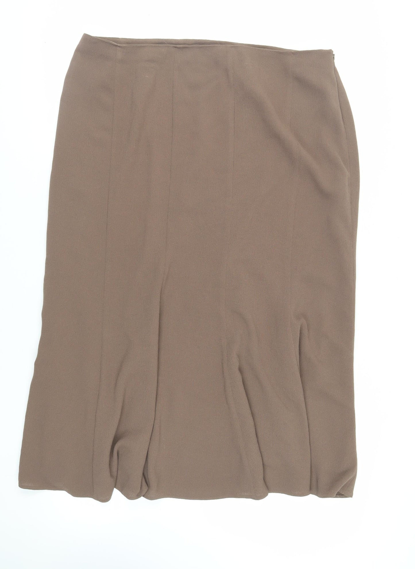 Ann Harvey Womens Brown Polyester Flare Skirt Size 20 Zip