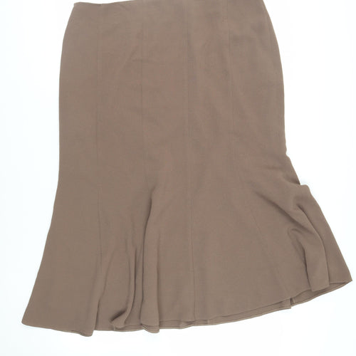 Ann Harvey Womens Brown Polyester Flare Skirt Size 20 Zip