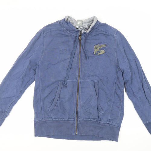 Nike Mens Blue Cotton Full Zip Sweatshirt Size L - Logo Pockets