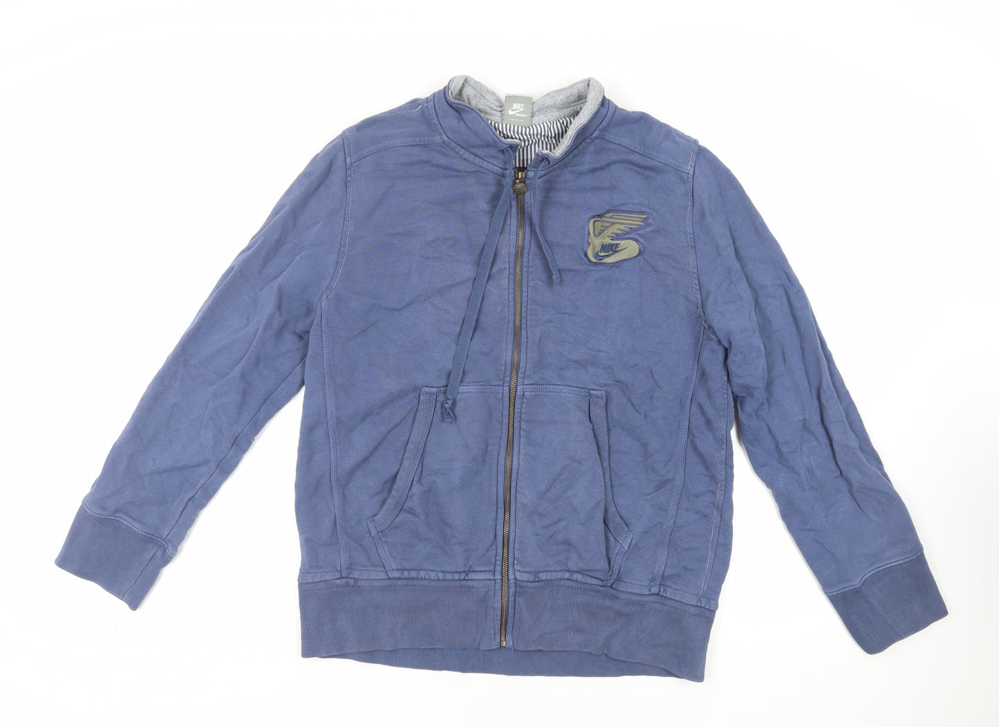 Nike Mens Blue Cotton Full Zip Sweatshirt Size L - Logo Pockets
