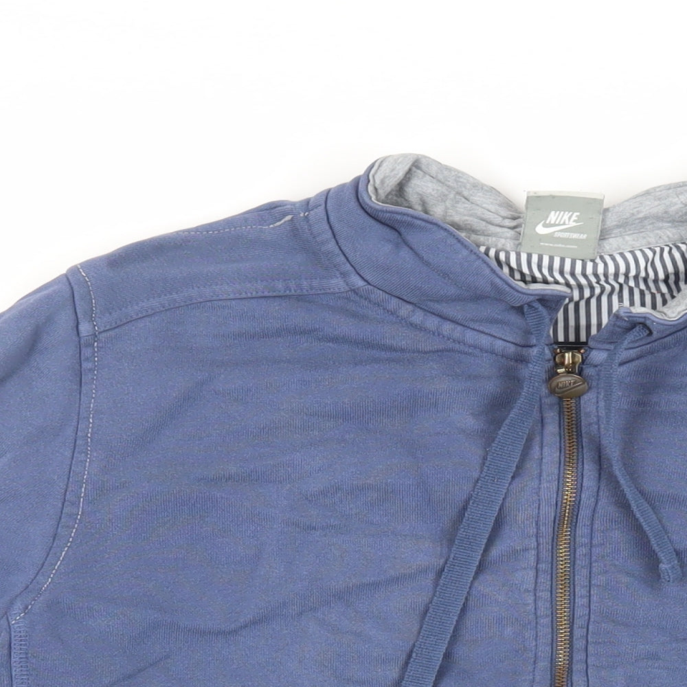 Nike Mens Blue Cotton Full Zip Sweatshirt Size L - Logo Pockets