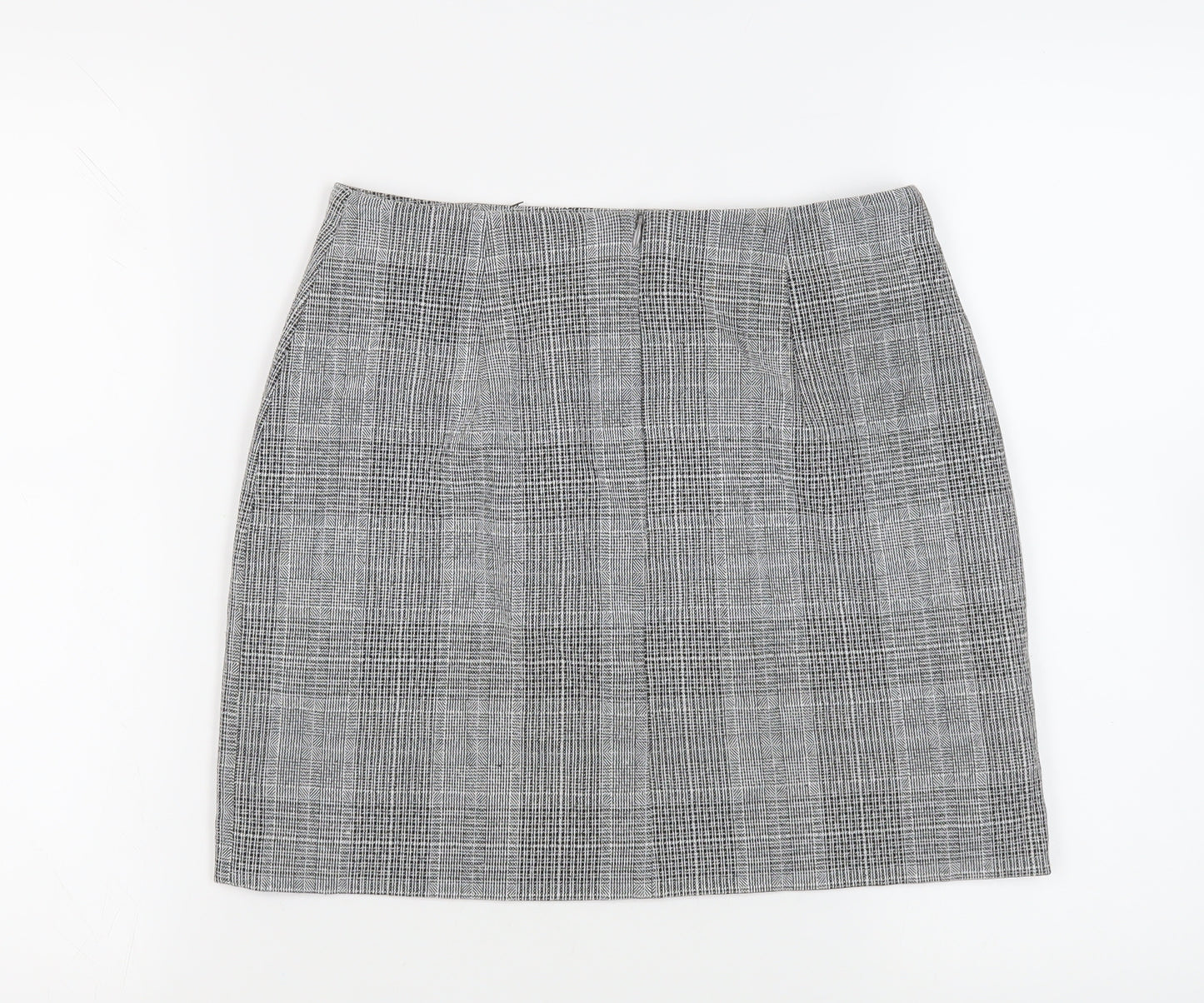 H&M Womens Grey Plaid Polyester Mini Skirt Size S Zip