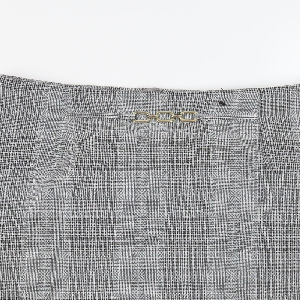 H&M Womens Grey Plaid Polyester Mini Skirt Size S Zip