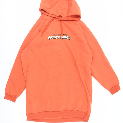 Disney Womens Orange Polyester Pullover Hoodie Size S Pullover - Mickey Mouse